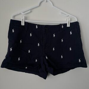 Ralph Lauren Sport Navy Shorts White Horses
